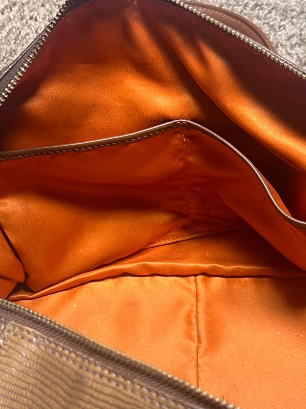 Cole Haan Snakeskin Brown Purse with Orange Interior - Picture 10 of 10
